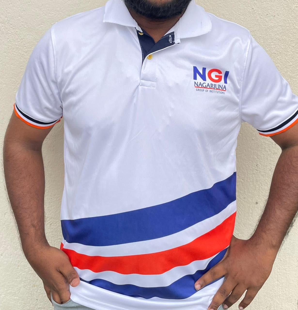 White corporate polo shirt with embroidered logo